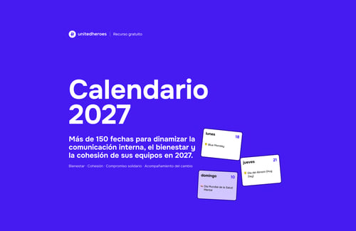 Portada del calendario 2027 de United Heroes: más de 150 fechas clave de RR. HH., RSC y comunicación interna