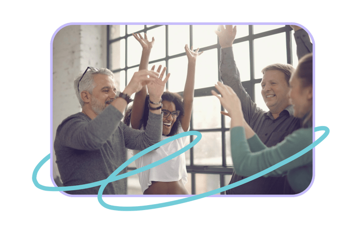 Collaborateurs motivés par le jeu, visuel du guide de la gamification en entreprise