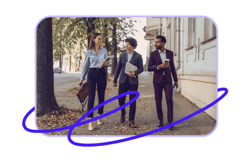 Colleagues walking together in autumn, illustration for the article on Pink October and Movember at work
