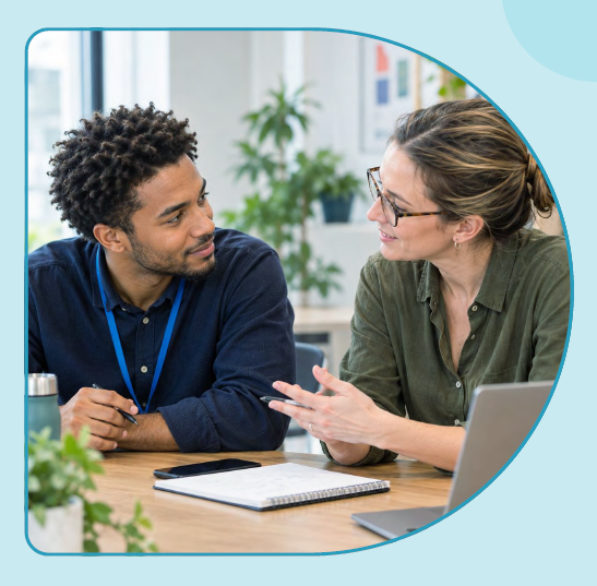 Driver 4 of workplace cohesion, equip frontline managers: a manager talking with a team member