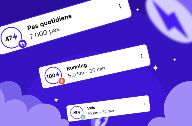 Écran de l'app : défi bien-être hebdomadaire