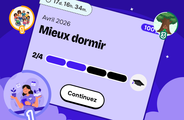 Écran de l'app : parcours thématique de 4 semaines