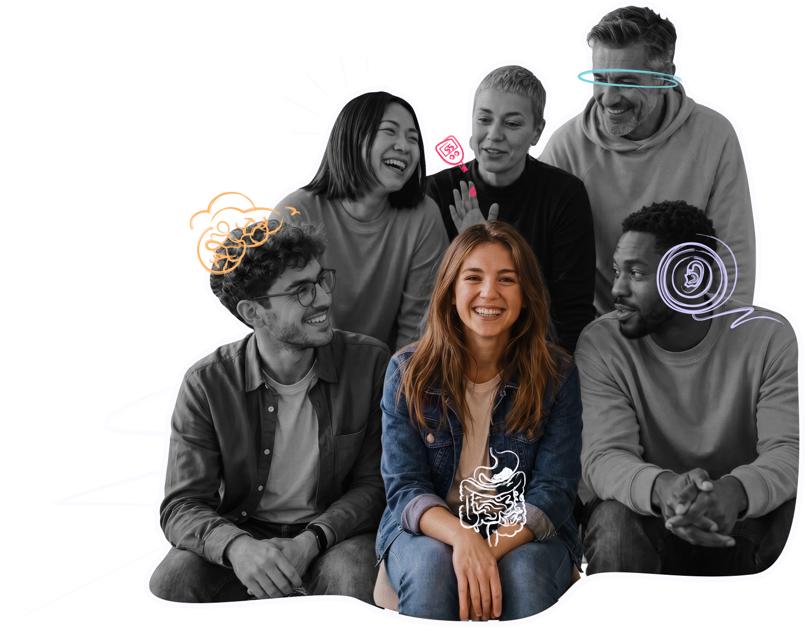 Collaborateurs souriants illustrant la diversite des handicaps invisibles