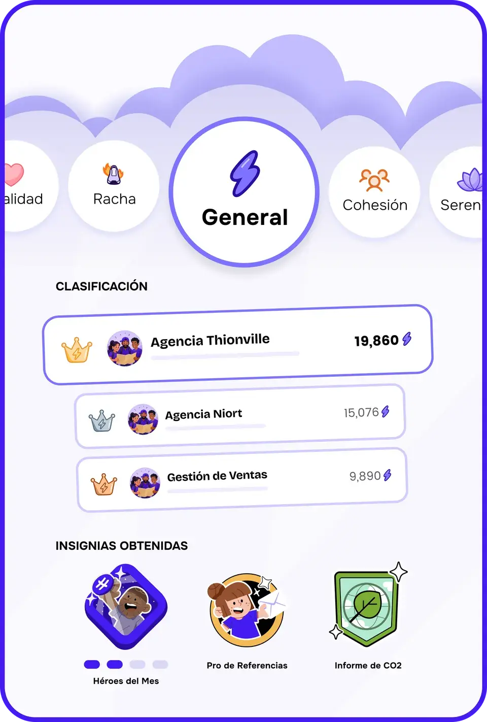 Vista previa de la pantalla de Emulación colectiva de la app United Heroes