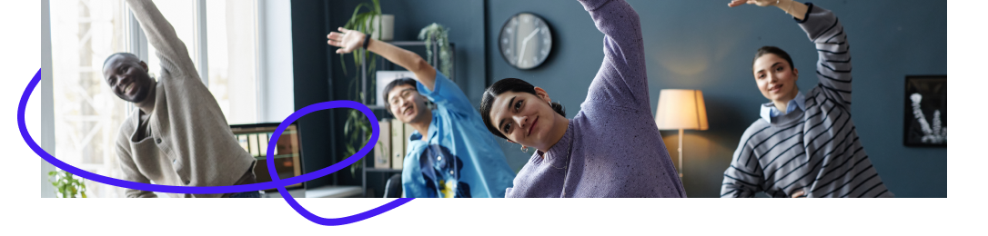 Employees in a stretching session at the office