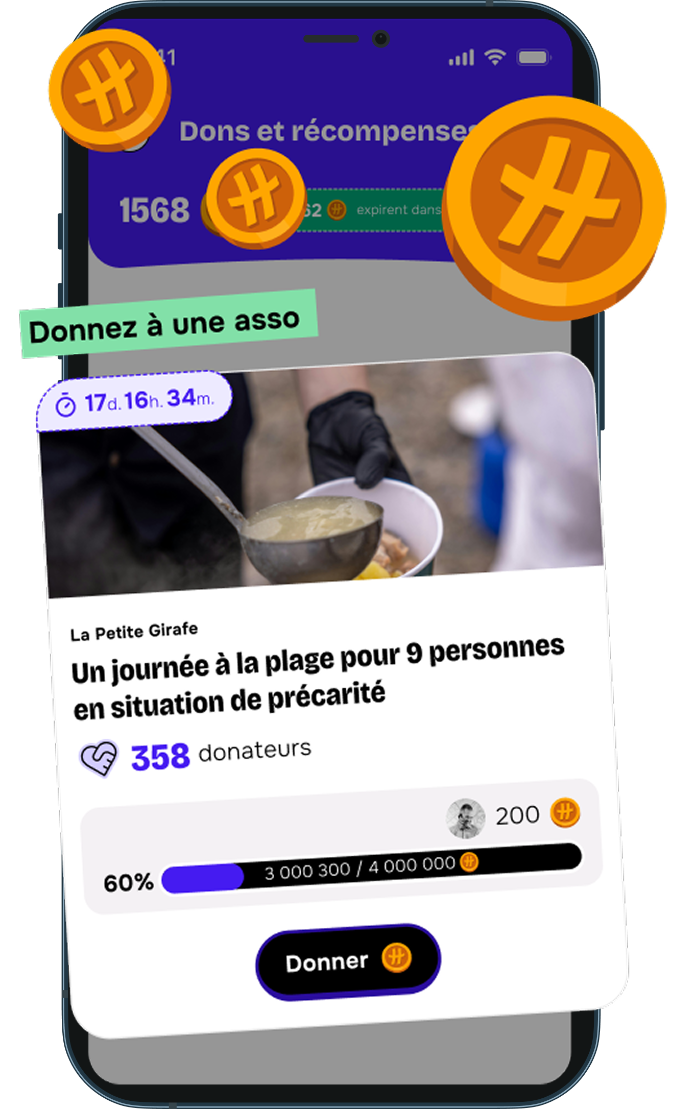 Application United Heroes : cagnotte solidaire et dons à une association